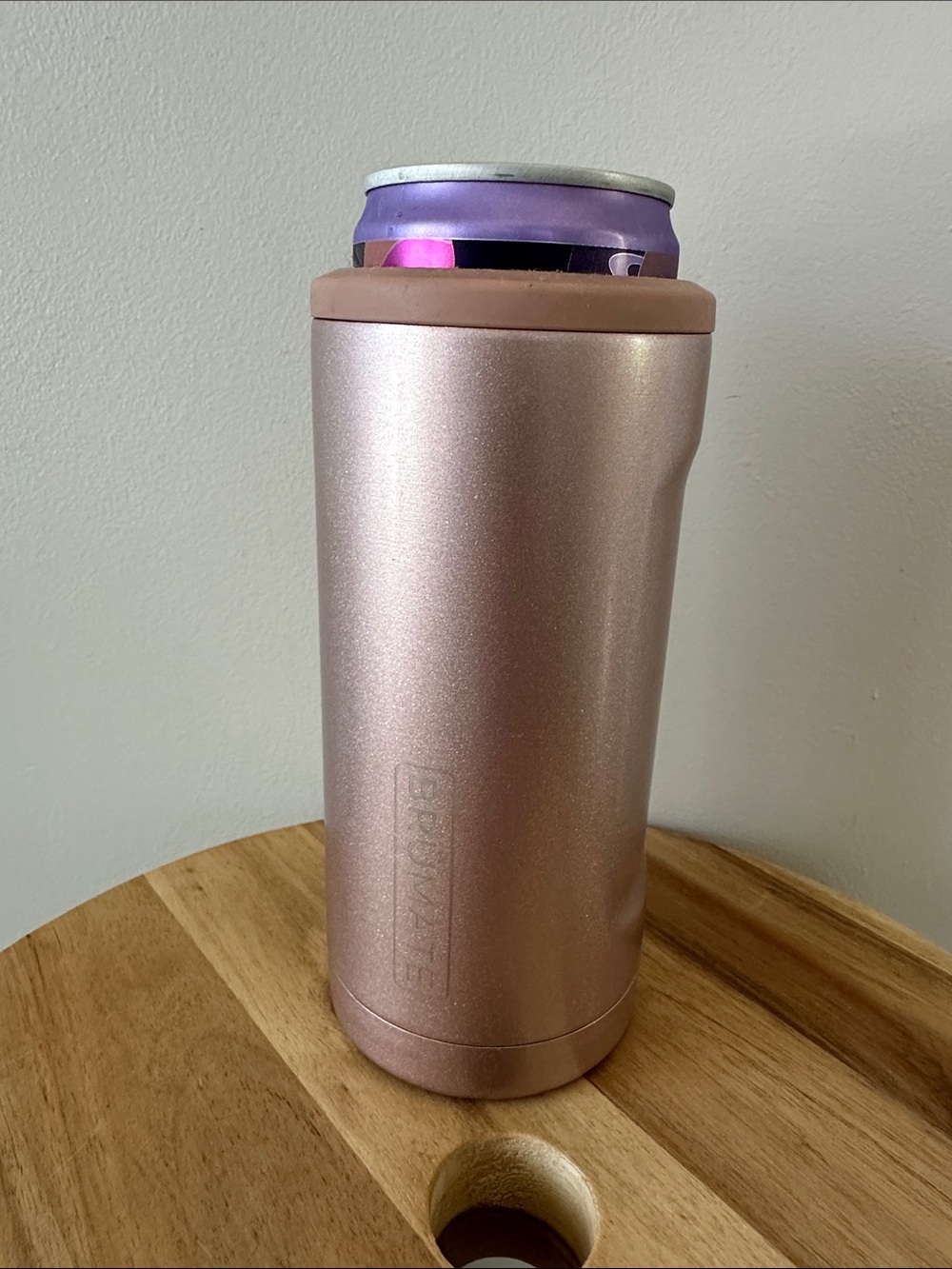 Brumate Hopsulator Slim Can Cooler in Rose Gold Shimmer
